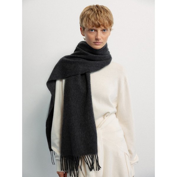 100% Pure Cashmere Muffler Brushed fabric_Graphite