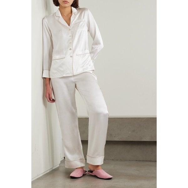 Coco Fig Silk-satin Pajama Set 아이보리