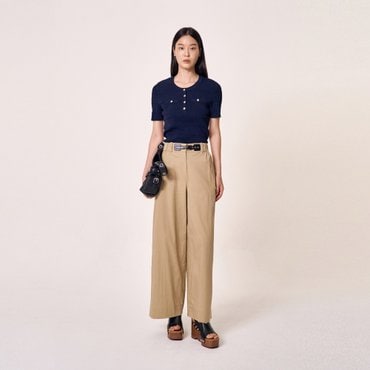 마쥬 [시즌오프 30%] 버튼업 스쿱넥 니트 탑