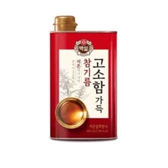  CJ제일제당 백설 고소함가득 참기름 400ml 캔 x6개