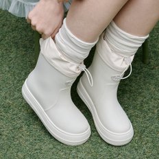 레인부츠 RE-RAIN SHIRRING BOOTS IVORY