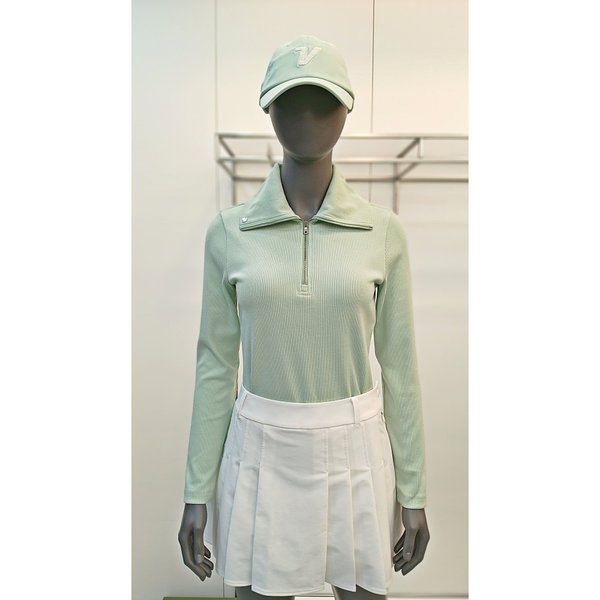 [여주점] 골프웨어 여성 골프 조직물 윙카라 골지 반집업 티셔츠 SN903