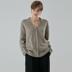 V WOOL KNIT CARDIGAN_SAND GRAY