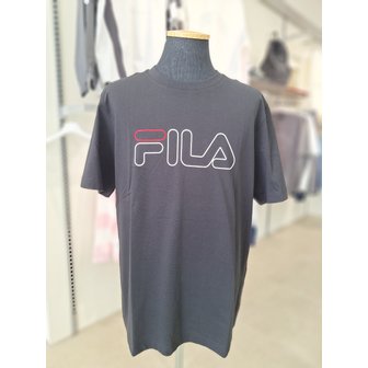 휠라 [여주점] FS2RSH2102X BLK 베이직 빅리니어 반팔티 남여공용