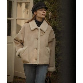 [7차12/24예약배송]Strap point fur collar suede mustang_Beige