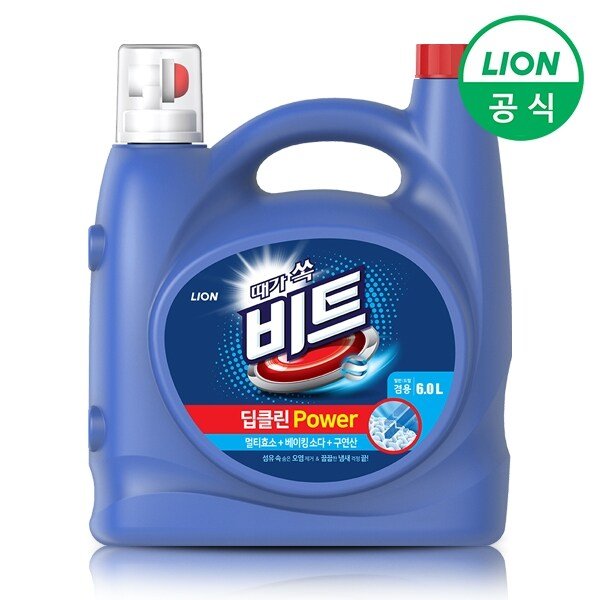비트 딥클린파워 액체세제(일반/드럼 겸용) 6L용기 1개