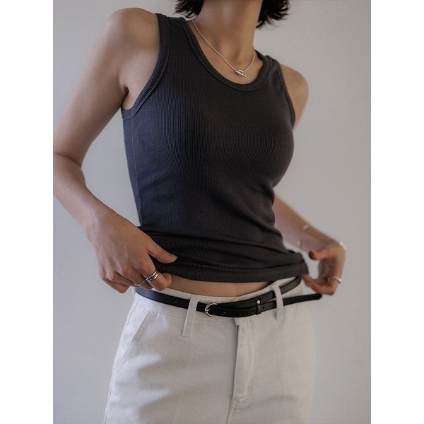 골지 슬림 슬리브리스(차콜)