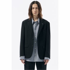 Black Slim Fit Wool Setup Jacket_CWJAA24713BKX