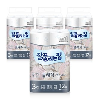 미래생활 잘풀리는집 클래식 3겹 27m x 12롤, 4팩