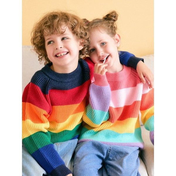 레인보우 유아 키즈 초등 주니어 여아 남아 니트 스웨터