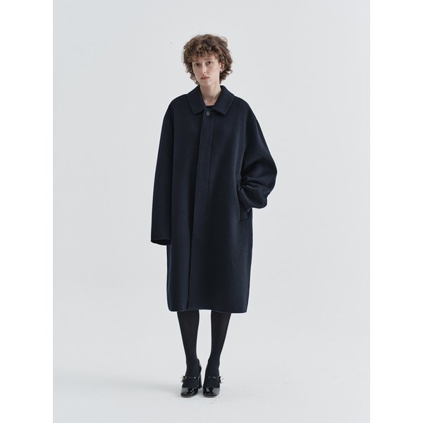 W Cashmere Blend Handmade Mac Coat_Navy