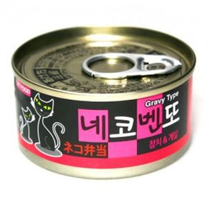 고양이 간식 캔 통조림 네코벤또 참치 게살 80g