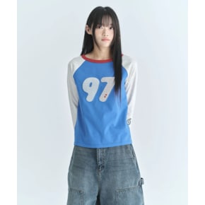 [CGP] (우먼) 레글런 배색 7부 티셔츠-블루 (CBFUWTS1040)