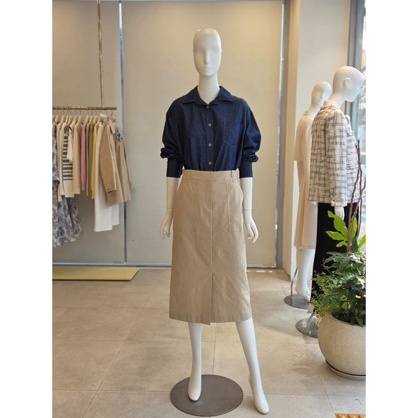 [여주점] [더 아이잗] 여성 코튼 아웃 포켓 H라인 스커트 (IS3M0SK751)