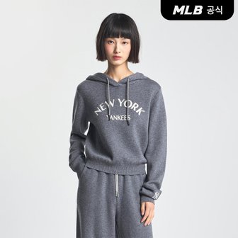 MLB [코리아공식] 여성 베이직 바시티 후드 스웨터 풀오버 NY (D.M Grey)