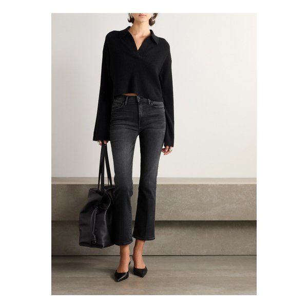 더 아웃 사이더 플러드 크롭 미드라이즈 부츠컷 진 블랙 1647597349715506