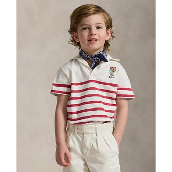 폴로 랄프 로렌 폴로 키즈 남아 2-7세 폴로 베어 스트라이프 코튼 폴로 셔츠(CWPOKNIB8021606610)