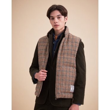 헤지스 [23FW] [Harris Tweed] 베이지 구스다운 패딩 베스트 HZJU3D408I2