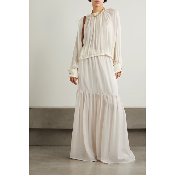 카필라 티어드 울 거즈 맥시 스커트 아이보리 1647597330182770