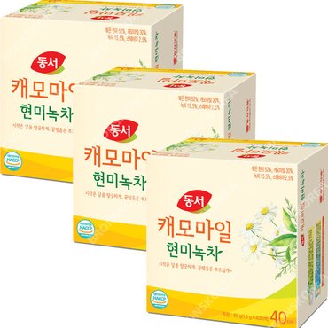  동서 캐모마일 현미녹차 40T X 3개(120T) 허브차 둥굴레차 일회용 티백