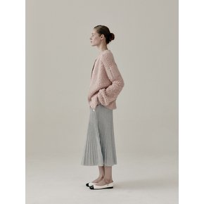 Pleats Metal Knit Skirt Grey