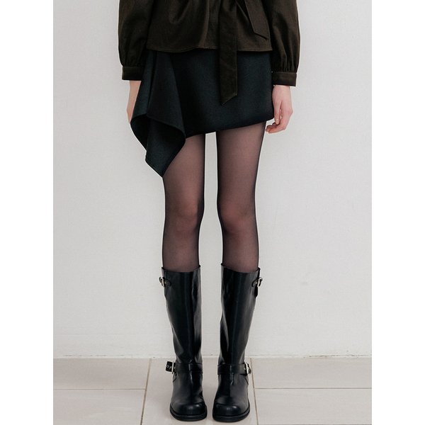 comos 1571 drapping wrap skirt pants (black)