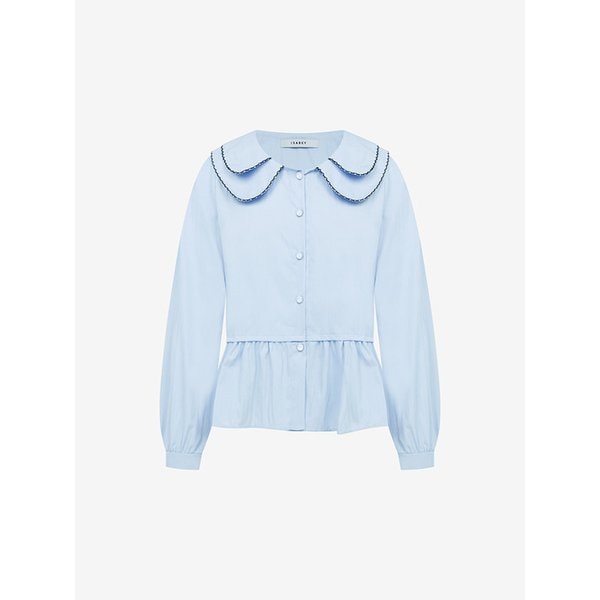 물결 라인 카라 페플럼 블라우스 (VMBAB2403)