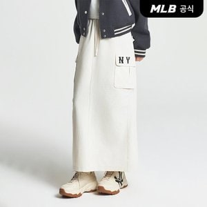 MLB [코리아공식] 여성 베이직 쿠퍼스 우븐 카고 롱 스커트 NY (Mg.Cream)