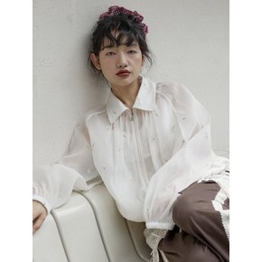 Sheer flower Blouson / Ivory