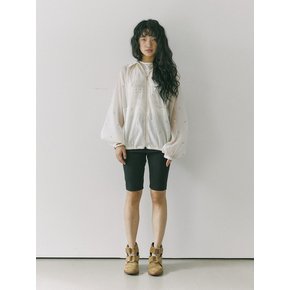 Sheer flower Blouson / Ivory