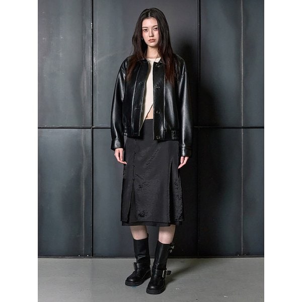 Faux Leather ButtonUp Jacket  Black (KE613ZM015)