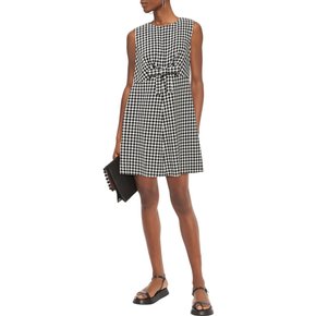 Bow-detailed gingham tweed mini dress 블랙 38063312418786261