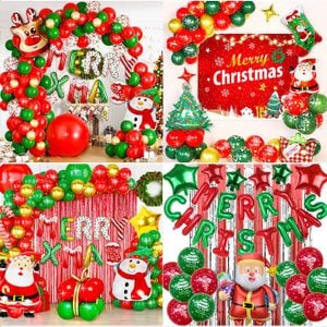카푸 크리스마스 파티세트 크리스마스 은박풍선 세트 가랜드 장식 포토존 트리 성탄절 파티용품 산타