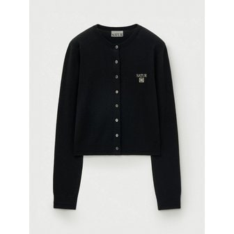 세터 (W) 로렌 베이직 크루넥 파인 가디건_블랙