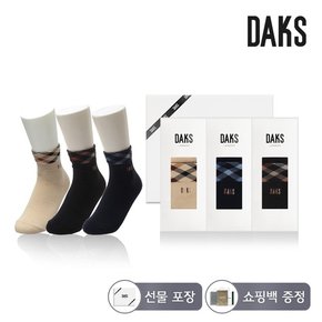 양말 숙녀 무압박단목 사선하우스체크 3족세트 DK24485