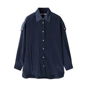 여성 롤업 슬리브 셔츠 NAVY