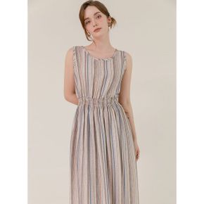 내추럴 스트라이프 롱 민소매 원피스_P421042786