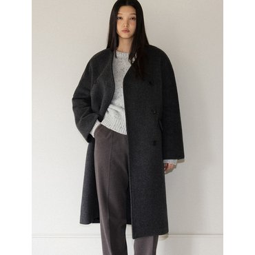 앤니즈 Collarless long coat (charcoal)