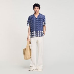 [SANDRO HOMME] 플로럴 프린트 반소매 셔츠 SH25S3MRH2042