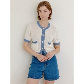 마고 라인 포인트 라운드 가디건_아이보리 / MARGOT LINE POINT ROUND CARDIGAN_IVORY