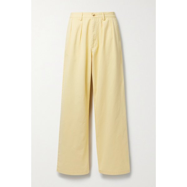 데니미스트 블레어 플리츠 코튼 트윌 와이드 팬츠 파스텔 옐로 33258524072627777