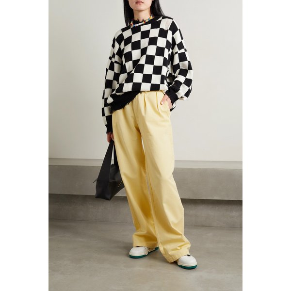 데니미스트 블레어 플리츠 코튼 트윌 와이드 팬츠 파스텔 옐로 33258524072627777