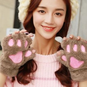 야용이발 털장갑 고양이 캐릭터 키보드 장갑 핸드워머