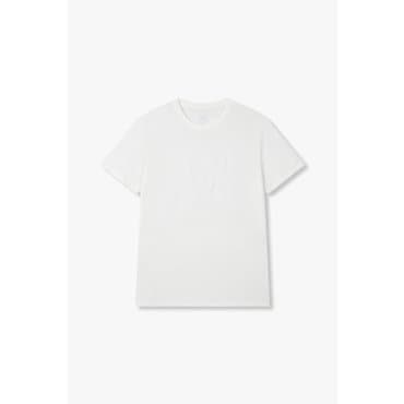 ARMANI EXCHANGE AX 남성 스퀘어 로고 숏 슬리브 티셔츠-화이트(A414330014)