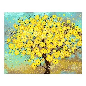 DIY 보석십자수 패브릭형 행운의 노란 꽃나무 40x50