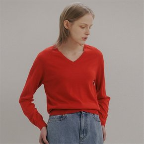 v-neck pullover (red)