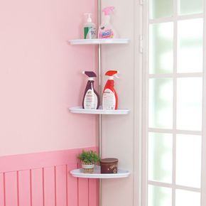 욕실 스텐레스기둥 백색코너선반3단[33063562]