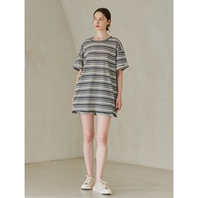 Stripe Overfit Knit T-Shirts - Navy