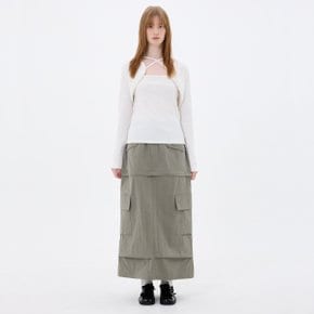 DOUBLE CUT CAGO SKIRT / KHAKI