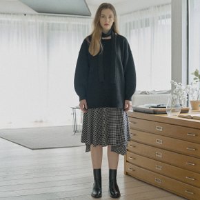 Unbalanced Check Skirt - BEIGE